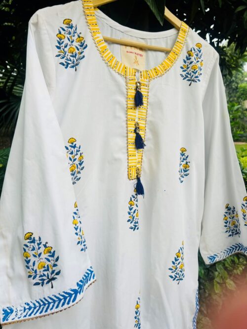 Snow Mist Handblock Kurta